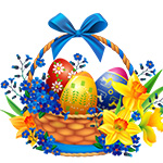 99px.ru аватар Корзинка с пасхальными яйцами цветами незабудки и нарциссов