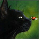 99px.ru аватар Черный котенок с божьей коровкой на носу, by AiA