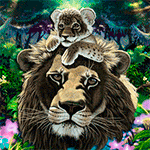 99px.ru аватар Львенок сидит на голове льва