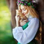 99px.ru аватар Девушка в венке с рыжим котенком в руках, фотограф Ольга Бойко