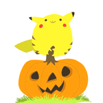 Аватар Пикачу / Pikachu сидит на тыкве, персонаж из аниме Покемон / Pokemon