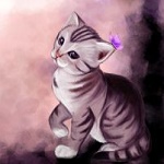 Аватар Полосатый рисованный котенок