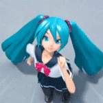Аватар Вокалоид Хацунэ Мику / Vocaloid Hatsune Miku приподнимает руку вверх