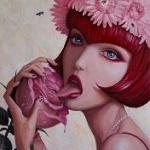 Аватар Девушка выставила к розе язык, by borda