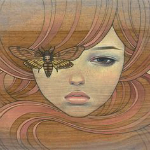 99px.ru аватар Девушка с коричневыми волосами и бабочкой на глазу, by Audrey Kawasaki