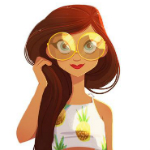 99px.ru аватар Девушка с коричневыми волосами в очках держит волосы рукой
