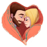 99px.ru аватар Парень с девушкой завернуты в плед в виде сердечка, by Pernille &;rum