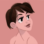 Аватар Девушка с короткими темными волосами смотрит в сторону, by Pernille &;rum