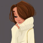 99px.ru аватар Девушка с коричневыми волосами, в белом свитере и закрытыми глазами держит руку возле лица, by Pernille &;rum
