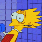Аватар Лизе Симпсон (Lisa Simpson) из мультсериала Симпсоны (the Simpsons) в лицо дует сильный ветер