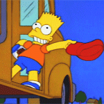 99px.ru аватар Барт Симпсон (Bart Simpson) из мультсериала Симпсоны (the Simpsons) высунулся из школьного автобуса и машет бейсболкой вслед