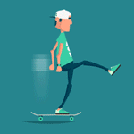 99px.ru аватар Постоянно ускоряющий скорость парень в бейсболке катится на скейтборде