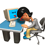99px.ru аватар Девушка с черными волосами в очках сидит за столом у копьютера и спит