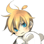 99px.ru аватар Зевающий и обнимающий игрушку Вокалоид Кагамине Лен / Vocaloid Kagamine Len на белом фоне