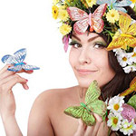 99px.ru аватар Девушка с ромашками и бабочками в волосах
