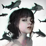 Аватар Девушка с темными волосами, вокруг которой летают акулы, by Jace-Wallace