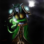 Аватар Эльфийка с зелеными волосами / арт к игре World of Warcraft