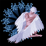 99px.ru аватар Девушка ангел с белыми крыльями на черном фоне