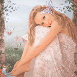 99px.ru аватар Девушка с бабочкой в длинных светлых волосах, в белом платье сидит босиком