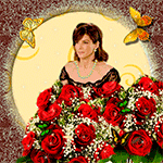 99px.ru аватар Девушка в круглой рамке на фоне роз и бабочек
