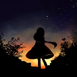 Аватар Силуэт девушки на фоне неба, by locoberi
