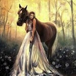 Аватар Девушка в длинном платье стоит рядом с лошадью, художница Iovka Mechkarova