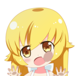 Аватар Недовольная чиби Синобу Осино / chibi Shinobu Oshino из аниме Истории монстров / Монстрассказы / Bakemonogatari прижалась к экрану