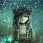 99px.ru аватар Девушка с цветочным венком на голове на фоне ночного неба
