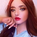 Аватар Девушка с каштановыми волосами держит руку у лица, by NUMYUMY