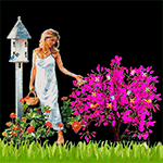 99px.ru аватар Девушка стоит у цветущего куста, над которым летают бабочки