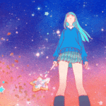Аватар Девушка из клипа Hibiki Yoshizaki feat. Daoko - Girl с волшебной палочкой в руке стоит на фоне звездного неба