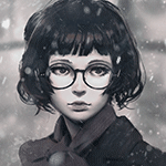 Аватар Девушка в очках стоит под снегом, by GUWEIZ