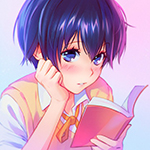 Аватар Девушка с голубыми волосами, с книгой в руке, by Kuvshinov-Ilya