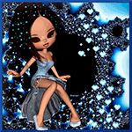 99px.ru аватар Девушка-куколка с темными волосами на фоне сердечек