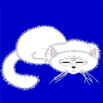 Аватар Белая кошка на голубом фоне