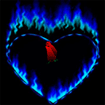 99px.ru аватар Сердечко с синим пламенем, в котором распускается красная роза