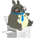 99px.ru аватар Тоторо / Totoro из аниме My Neighbor Totoro / Tonari no Totoro / Мой сосед Тоторо, в галстуке и очках сидит на принтере