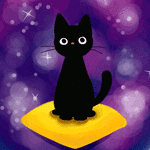 99px.ru аватар Черный котенок сидит на желтой подушке