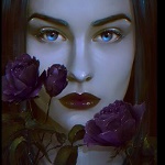 Аватар Девушка с фиолетовыми розами, by Nikulina-Helena