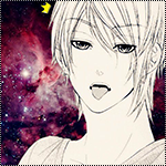 Аватар Кейта Оогами / Keita Oogami из манги Мой парень - зверь! / Beast Boyfriend / Kedamono Kareshi на фоне космоса показывает язык