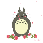 Аватар Totoro / Тоторо из аниме Tonari no Totoro / Мой сосед Тоторо кланяется и к нему летят цветы, by CL Terry