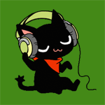 99px.ru аватар Черный кот в наушниках слушает музыку