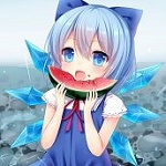 99px.ru аватар Ледяная фея Сырно / Cirno из серии игр и аниме Тохо / Touhou Project кушает арбуз