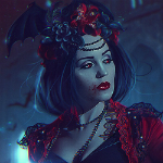 99px.ru аватар Countess Bathory / графиня Батори с кровью на лице и летучей мышью в волосах, by Nikulina-Helena