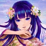 99px.ru аватар Девушка с синими волосам, украшенными цветаами, by Kemi Neko