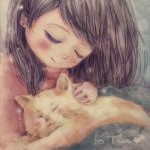 99px.ru аватар Девушка с котенком на руках, by nhienan