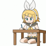 Аватар Вокалоид Кагамине Лен / Vocaloid Kagamine Len и Вокалоид Кагамине Рин / Vocaloid Kagamine Rin за столом