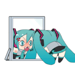 99px.ru аватар Вокалоид Хацунэ Мику / Vocaloid Hatsune Miku кривляется перед зеркалом