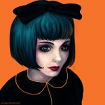 99px.ru аватар Девушка с синими волосами и черным бантом
