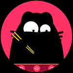 99px.ru аватар Черный кот ест палочками лапшу из проезжающей мимо него тарелки